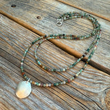 Layered Jasper Turquoise Beaded Necklace Set, Minimalist Pendant Jewelry