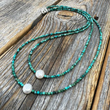 Layered Turquoise Pearl Necklace - Sterling Silver-Plated Clasp