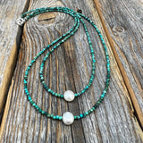 Layered Turquoise Pearl Necklace - Sterling Silver-Plated Clasp