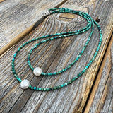Layered Turquoise Pearl Necklace - Sterling Silver-Plated Clasp