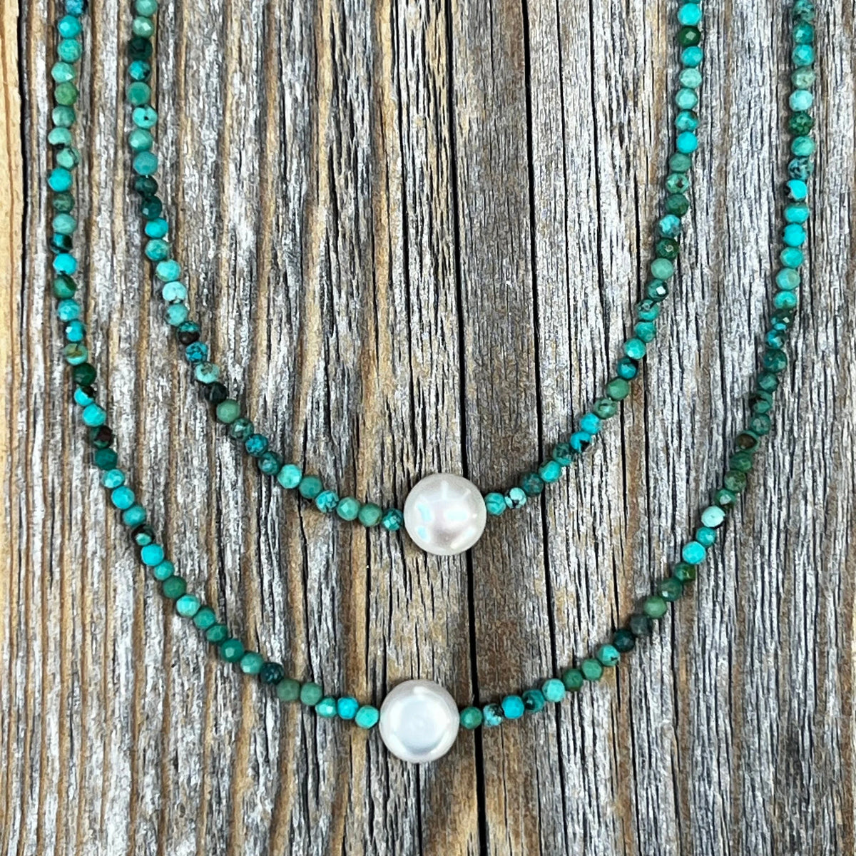 Layered Turquoise Pearl Necklace - Sterling Silver-Plated Clasp