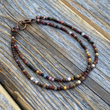 Mookaite Beaded Anklet Bracelet – Handmade Copper Clasp Jewelry