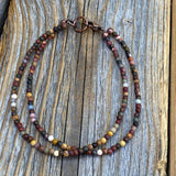 Mookaite Beaded Anklet Bracelet – Handmade Copper Clasp Jewelry