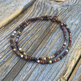 Mookaite Beaded Anklet Bracelet – Handmade Copper Clasp Jewelry