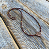 Mookaite Beaded Choker Necklace – Antique Copper Center Bead, Handmade