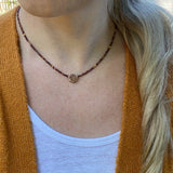 Mookaite Beaded Choker Necklace – Antique Copper Center Bead, Handmade