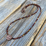 Mookaite Beaded Choker Necklace – Antique Copper Center Bead, Handmade