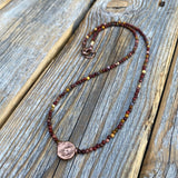 Mookaite Beaded Choker Necklace – Antique Copper Center Bead, Handmade