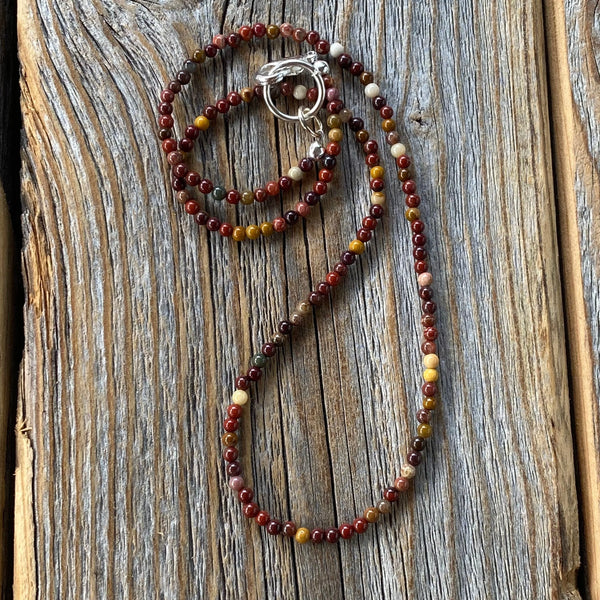 Mookaite Necklace, Beaded Choker, Layering Boho Jewelry