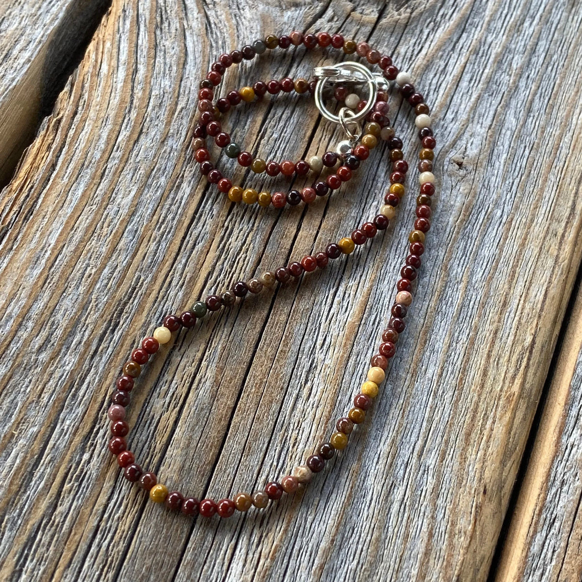 Mookaite Necklace, Beaded Choker, Layering Boho Jewelry