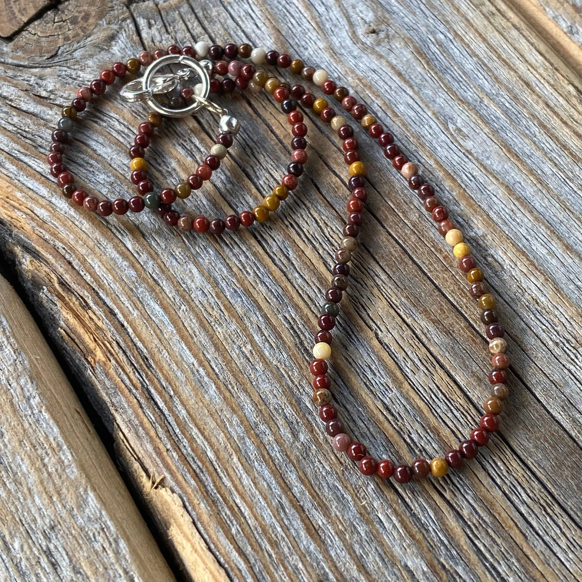 Mookaite Necklace, Beaded Choker, Layering Boho Jewelry