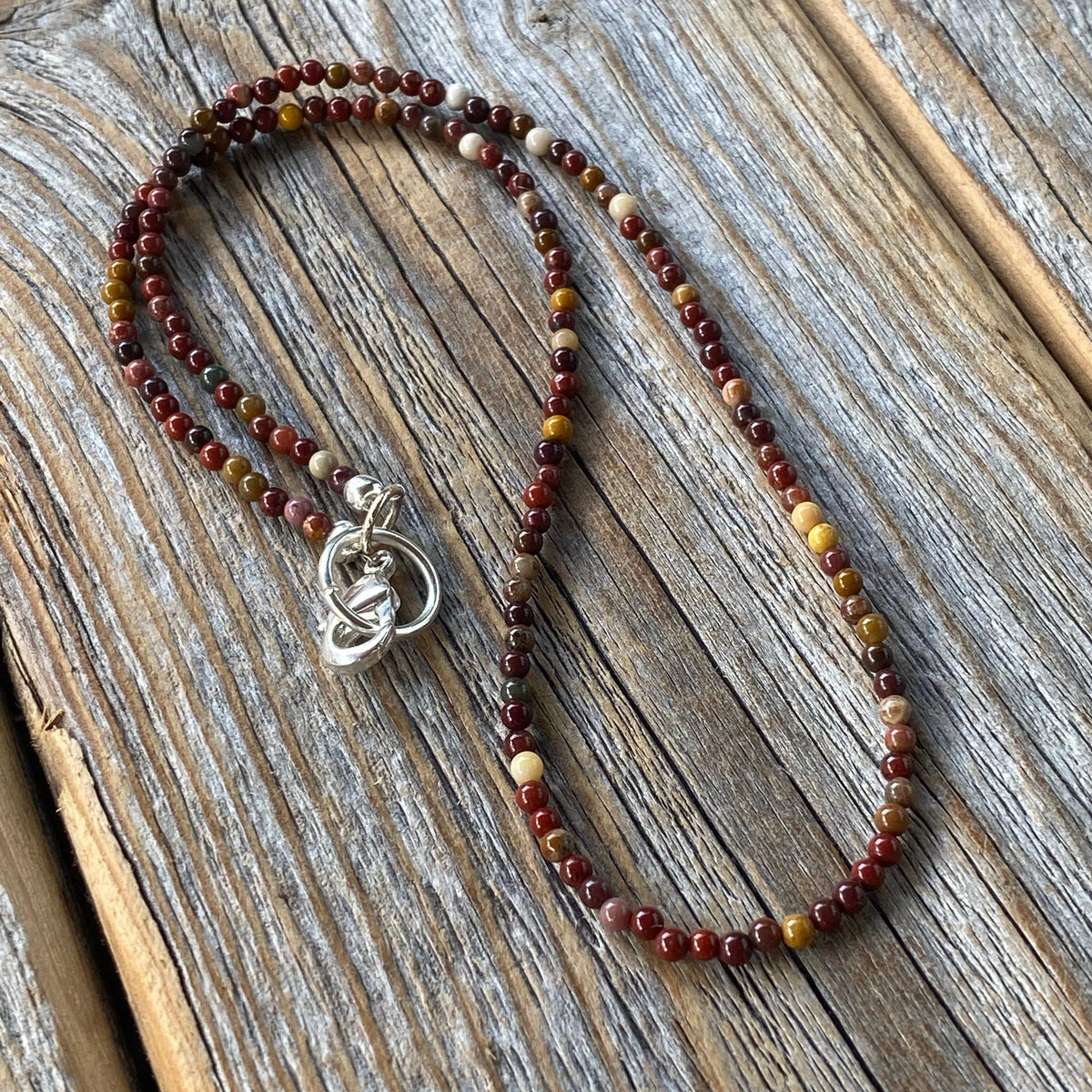 Mookaite Necklace, Beaded Choker, Layering Boho Jewelry