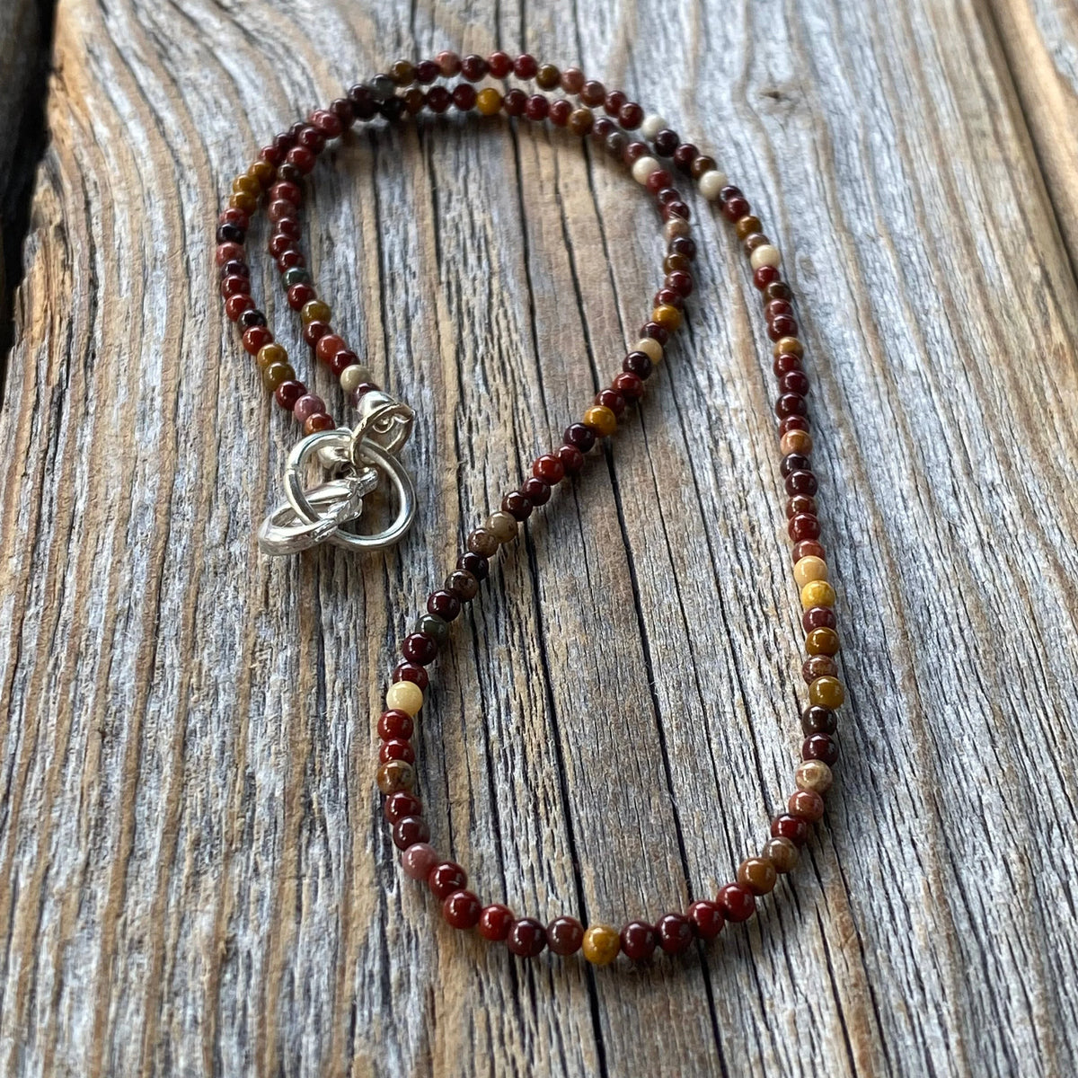 Mookaite Necklace, Beaded Choker, Layering Boho Jewelry