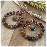 Natural Stone JEWELRY SET - Rainbow Earrings & Necklace Set, Hippie Jewelry, Stone Jewelry, Bohemian Earrings, Wedding Jewelry