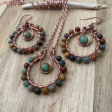 Natural Stone JEWELRY SET - Rainbow Earrings & Necklace Set, Hippie Jewelry, Stone Jewelry, Bohemian Earrings, Wedding Jewelry