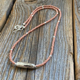 Pink Czech Glass Beaded Necklace, Sterling Silver Pendant, Dainty Jewelry