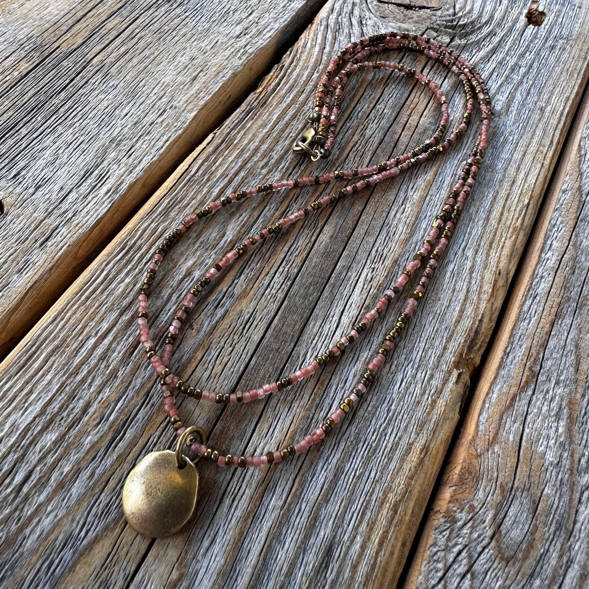 Pink Necklace, Dainty Beaded Layering Jewelry, Valentines Day Gift, Czech Glass Beads