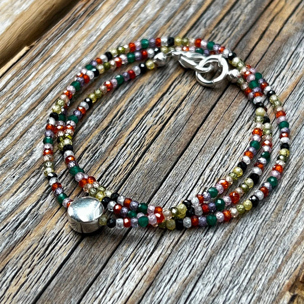 Rainbow Gemstone Choker – Zircon Beaded Boho Layered Necklace, Dainty Handmade Jewelry, Unique Pretty Necklace for Women