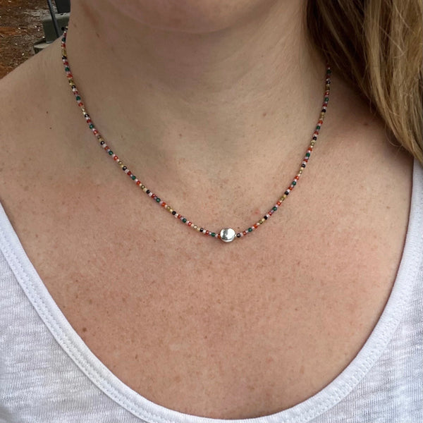 Rainbow Gemstone Choker – Zircon Beaded Boho Layered Necklace, Dainty Handmade Jewelry, Unique Pretty Necklace for Women