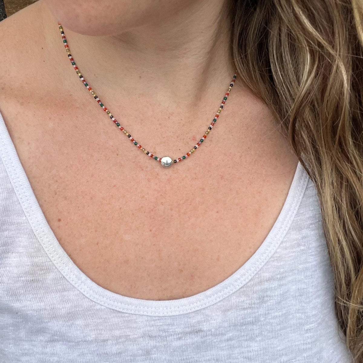 Rainbow Gemstone Choker – Zircon Beaded Boho Layered Necklace, Dainty Handmade Jewelry, Unique Pretty Necklace for Women