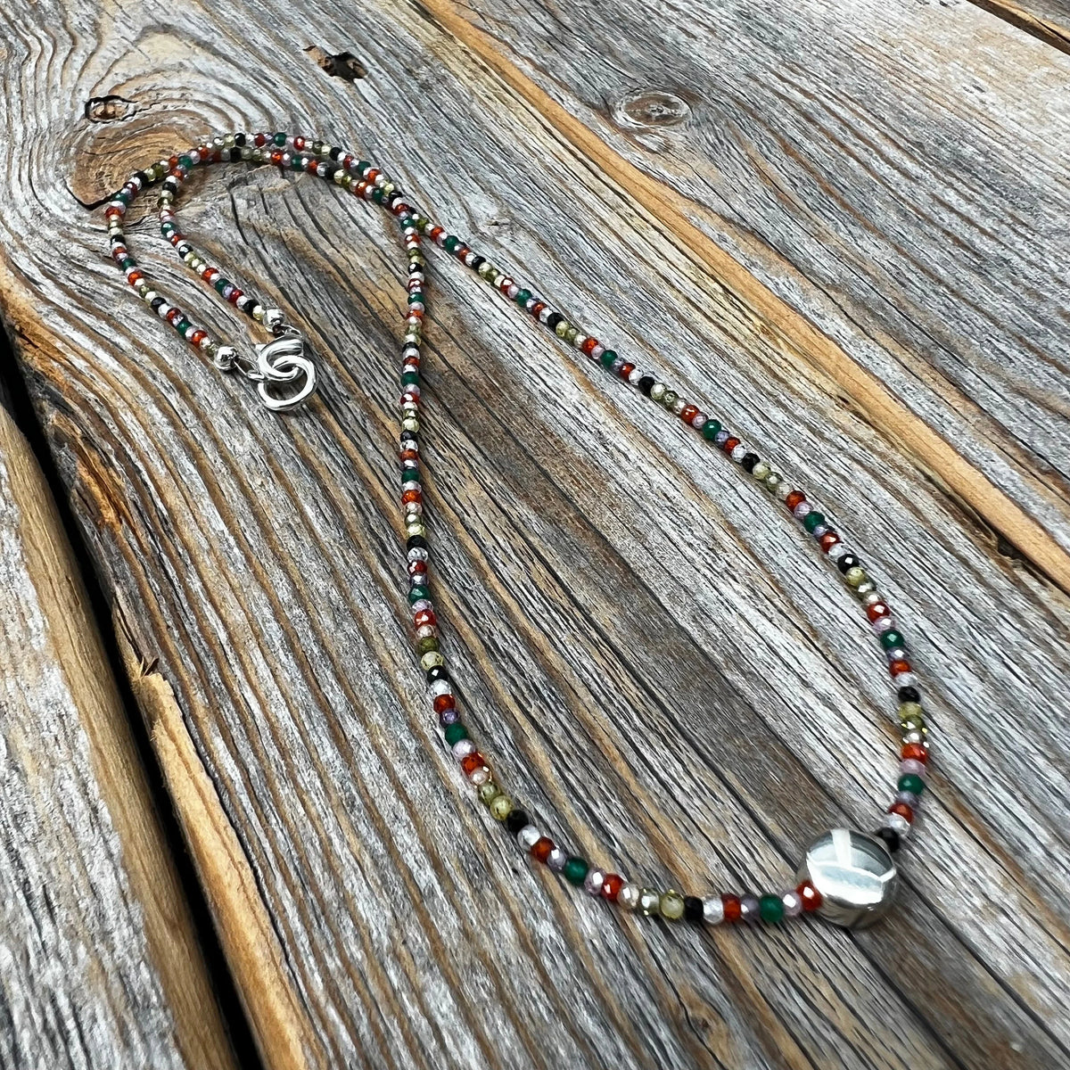 Rainbow Gemstone Choker – Zircon Beaded Boho Layered Necklace, Dainty Handmade Jewelry, Unique Pretty Necklace for Women