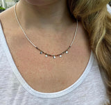 Rainbow Jasper Beaded Necklace – Minimalist Silver Dangle Jewelry