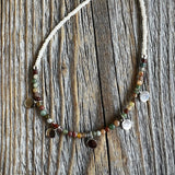 Rainbow Jasper Beaded Necklace – Minimalist Silver Dangle Jewelry