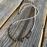 Rainbow Jasper Beaded Necklace – Minimalist Silver Dangle Jewelry
