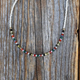 Rainbow Zircon Beaded Necklace – 10K Gold Clasp Minimalist Jewelry
