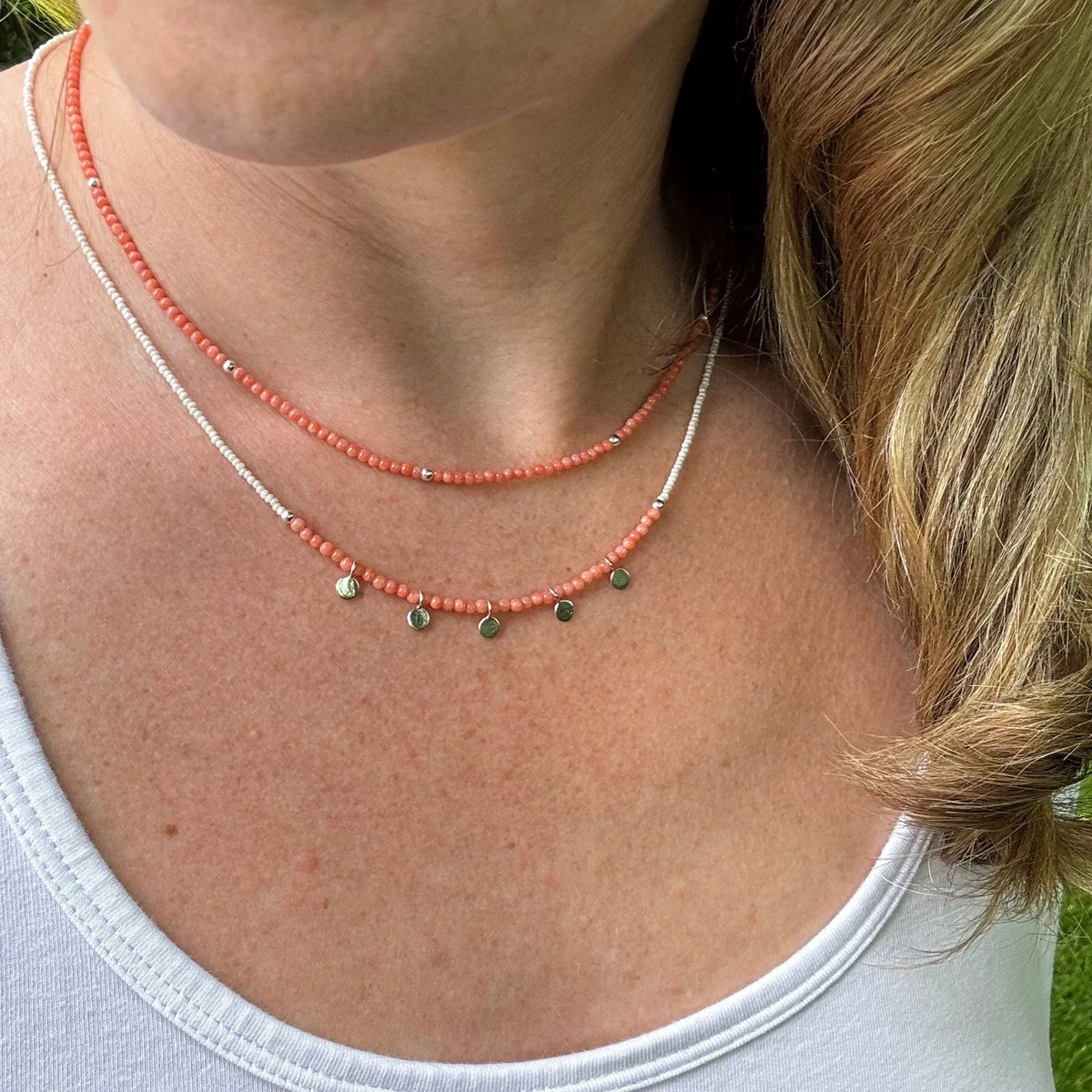 Rare Pink Coral Necklace – Sterling Silver Dangles, Handmade Jewelry