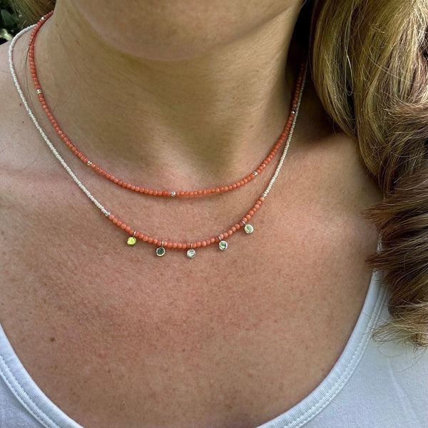 Rare Pink Coral Necklace – Sterling Silver Dangles, Handmade Jewelry