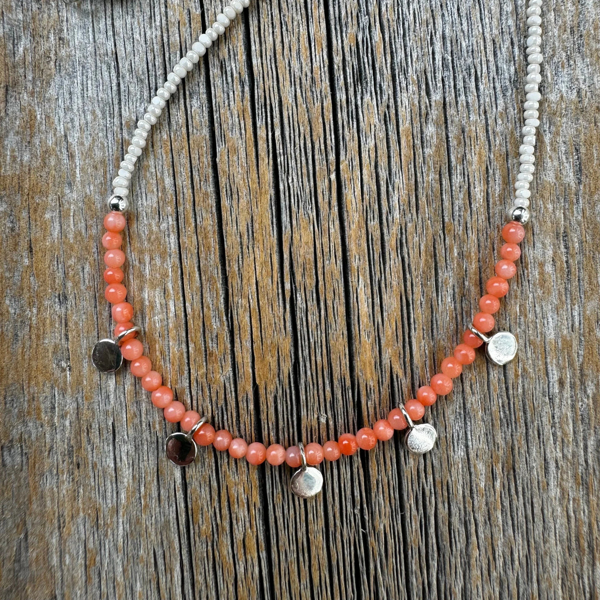 Rare Pink Coral Necklace – Sterling Silver Dangles, Handmade Jewelry