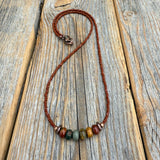 Red Creek Jasper Beaded Choker, Copper Accents, Handmade Boho Necklace