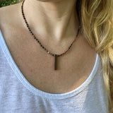 Red Creek Jasper Beaded Necklace, Antiqued Copper Pendant, Handmade