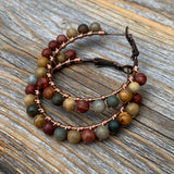Red Creek Jasper Boho Hoop Earrings – Copper Wire Wrapped Jewelry
