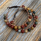 Red Creek Jasper Boho Hoop Earrings – Copper Wire Wrapped Jewelry