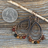 Red Creek Jasper Copper Earrings – Wire Wrapped Teardrop Boho Jewelry