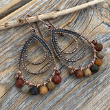 Red Creek Jasper Copper Earrings – Wire Wrapped Teardrop Boho Jewelry