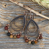 Red Creek Jasper Copper Earrings – Wire Wrapped Teardrop Boho Jewelry