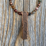 Red Creek Jasper Copper Necklace – Handmade Beaded Pendant Jewelry