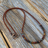 Red Jasper Beaded Necklace, Copper Clasp, Czech Glass Beads