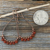 Red Jasper Teardrop Earrings, Handmade Copper Wire Wrapped Dangles
