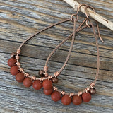 Red Jasper Teardrop Earrings, Handmade Copper Wire Wrapped Dangles