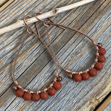 Red Jasper Teardrop Earrings, Handmade Copper Wire Wrapped Dangles