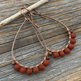 Red Jasper Teardrop Earrings, Handmade Copper Wire Wrapped Dangles