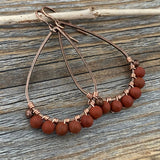 Red Jasper Teardrop Earrings, Handmade Copper Wire Wrapped Dangles