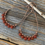 Red Jasper Teardrop Earrings, Handmade Copper Wire Wrapped Dangles