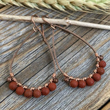 Red Jasper Teardrop Earrings, Handmade Copper Wire Wrapped Dangles
