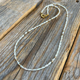 Rice Pearl Beaded Necklace – 14k Gold Accents, Delicate Jewelry
