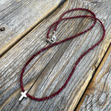 Ruby Cross Necklace | Sterling Silver Tiny Cross, Beaded Choker